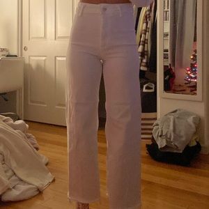 Zara, high rise, white jeans